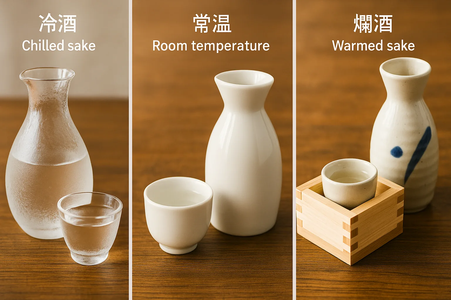 Minh họa sake ở các mức nhiệt độ